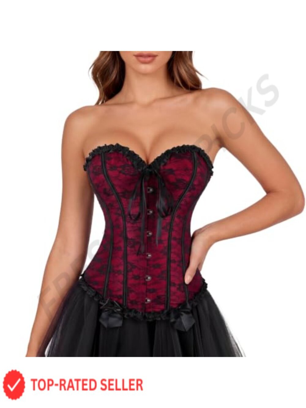 Floral Bustier Corset Top Lace Up Overbust Victorian Steampunk